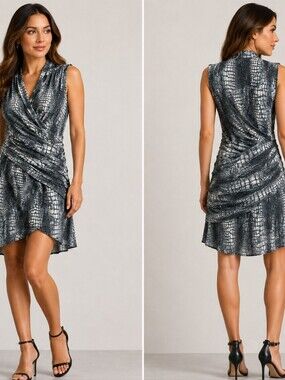 Kenneth Cole New York  Faux-Snakeskin Wrap Mini Dress